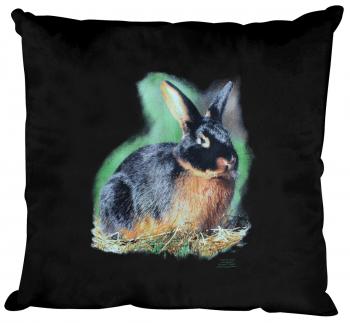 Kissen Dekokissen mit Print Hase Kaninchen Schwarzloh - K06972 schwarz