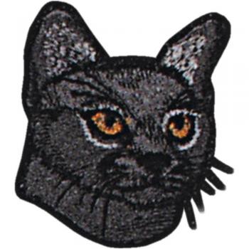 Aufnäher - Katzenkopf dunkelgrau - 00929 - Gr. ca. 6 x 6 cm - Patches Stick Applikation