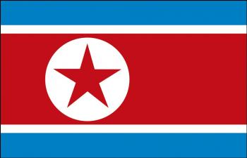 Schwenkflagge mit Holzstock - Nordkorea - Gr. ca. 40x30cm - 77122 - Länderflagge, Hissfahne, Stockländerfahne