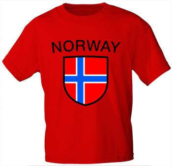 Kinder T-Shirt mit Print - Norwegen - 76123 - rot - Gr. 134/146
