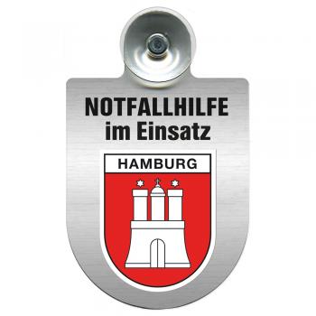 Einsatzschild Windschutzscheibe incl. Saugnapf - Notfallhilfe im Einsatz - 393828 - Region Hamburg