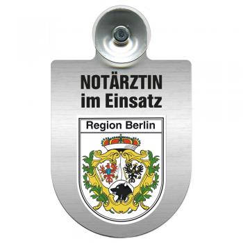 Einsatzschild Windschutzscheibe incl. Saugnapf - Notärztin im Einsatz - 309733 Region Berlin