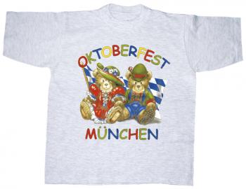 Kinder T-Shirt mit Print - Oktoberfest München - 08144 - grau - Gr. 134/146