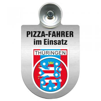 Einsatzschild Windschutzscheibe incl. Saugnapf - Pizzafahrer im Einsatz - 309742 - incl. Regionen nach Wahl