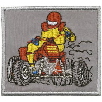 Aufnäher - Quadfahrer rot-gelb - 88636 - Gr. ca. 8 x 11 cm - Patches Stick Applikation