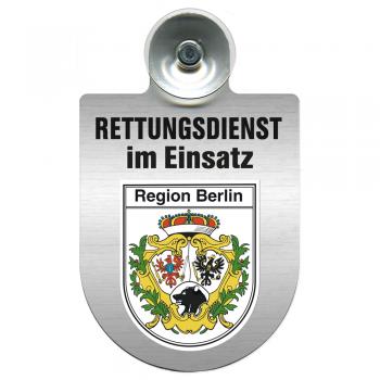 Einsatzschild Windschutzscheibe incl. Saugnapf - Rettungsdienst im Einsatz - 309354-14 - Region Berlin