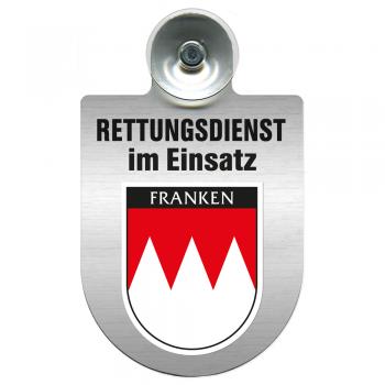 Einsatzschild Windschutzscheibe incl. Saugnapf - Rettungsdienst im Einsatz - 309354-18 - Region Franken