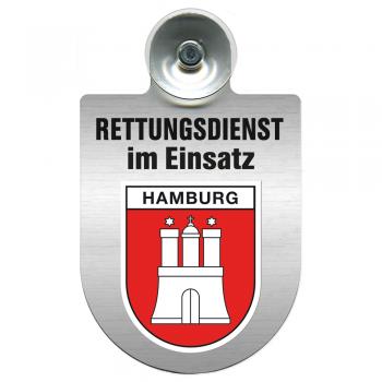 Einsatzschild Windschutzscheibe incl. Saugnapf - Rettungsdienst im Einsatz - 309354-15  - Region Hamburg