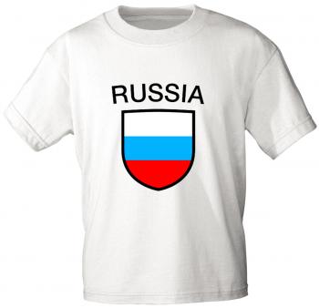 Kinder T-Shirt mit Print - Russia Russland- 76135 - weiß - Gr. 86-164