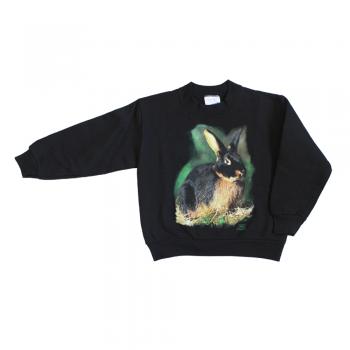 Kinder Sweatshirt mit Print Hase Kaninchen Schwarzloh S06972 schwarz Gr. 134/146