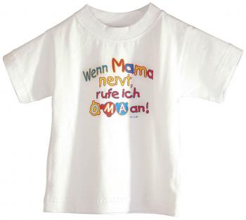 Kinder- T-Shirt mit Print - Wenn Mama nervt, rufe ich Oma an - 08264 weiß - Gr. 92/98