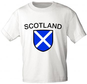 Kinder T-Shirt mit Print - Scotland - Schottland - 76191 - weiß - Gr. 110/116