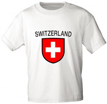 Kinder T-Shirt mit Print - Schweiz Switzerland - 76144 weiß - Gr 134/146