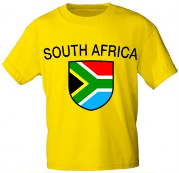 Kinder T-Shirt mit Print Fahne Flagge South Africa Südafrika - K76137 gelb Gr. 122/128
