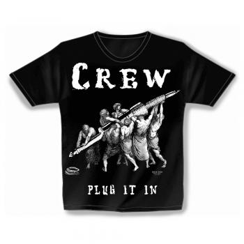T-Shirt unisex mit Print - Plug in crew - von ROCK YOU MUSIC SHIRTS - 10157 schwarz - Gr. XL