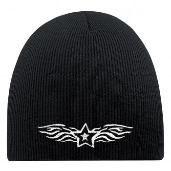 Beanie Mütze Muster mit Stern 55617 schwarz