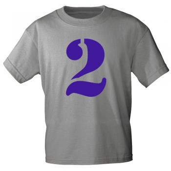Marken T-Shirt mit Print Zahl Zwei - 2 - 85125 Grau Gr. S-3XL