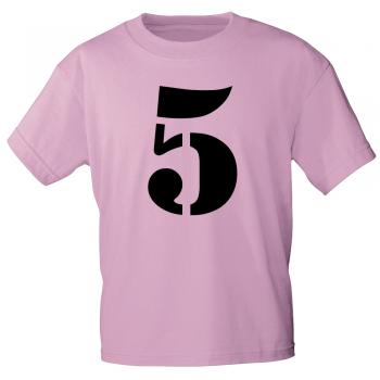 Kinder T-Shirt  mit Print Zeichen Zahl Fünf - 5 - 85130 Rosa Gr. 110-164