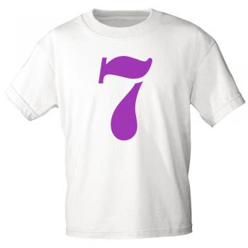 Kinder T-Shirt  mit Print Zeichen Zahl Sieben - 7 - 85130 Weiß Gr. 110-164