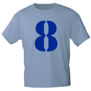 Marken T-Shirt mit Print Zahl Acht - 8 - 85125 Hellblau Gr. S-3XL