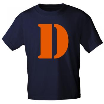 Kinder T-Shirt  mit Print Buchstabe - D - 85130 Schwarz Gr. 110-164