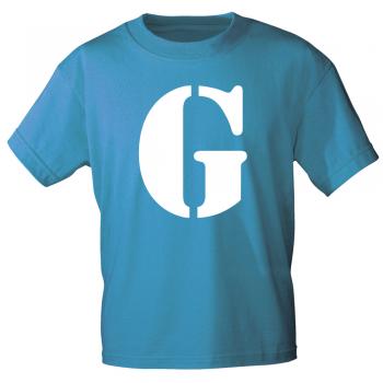Kinder T-Shirt  mit Print Buchstabe - G - 85130 Türkis Gr. 110-164