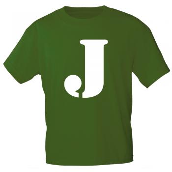 Kinder T-Shirt  mit Print Buchstabe - J - 85130 Dunkelgrün Gr. 110-164