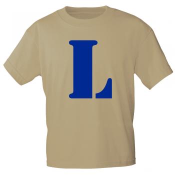Marken T-Shirt mit Print Buchstabe - L - 85121 Beige Gr. S-3XL