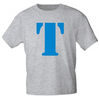Marken T-Shirt mit Print Buchstabe - T - 85121 Hellgrau Gr. S-3XL