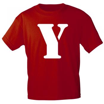Kinder T-Shirt  mit Print Buchstabe - Y - 85130 Rot Gr. 110-164