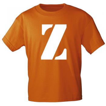 Kinder T-Shirt  mit Print Buchstabe - Z - 85130 Orange Gr. 110-164