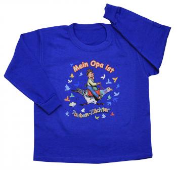 Kinder Sweatshirt mit Print - Mein Opa ist Tauben-Züchter - TB342 blau - Gr. 152/164