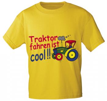 Kinder T-Shirt mit Aufdruck - TRAKTOR FAHREN IST COOL - 08233 -  Gr. 86 - 164 in 5 Farben gelb / 134/146