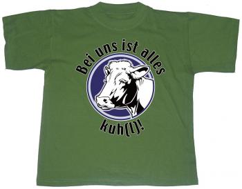 T Shirt mit Print - Bei uns ist alles Kuh(l) - TW134 grün - Gr. L