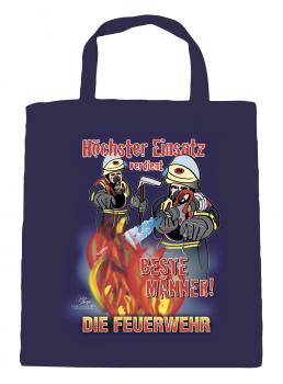 Baumwolltasche mit Print - Höchster Einsatz ...Feuerwehr - 08813 dunkelblau
