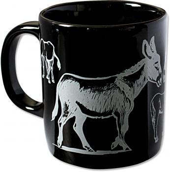 Tasse Keramiktasse Kaffeebecher Sammeltasse Esel schwarz 57311