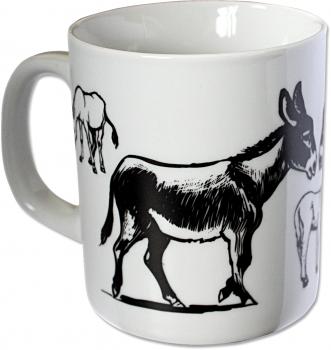Tasse Kaffeebecher mit Print Esel weiß 57310