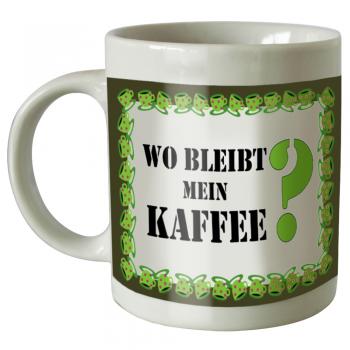 Tasse mit Print wo bleibt mein Kaffee weiss 57518