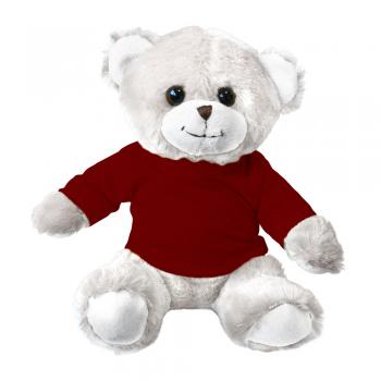 Teddybär Teddy weiß mit T-Shirt in bordeaux - Gr. ca. 26 cm - 27999