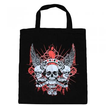 Baumwolltasche mit Print Life is to short Totenkopf Skull - B10223 schwarz