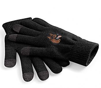 Touch-Handschuhe mit Einstickung - Schäferhund - 31652-6 schwarz Gr. L/XL