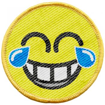 Aufnäher - lächelnde Sonne mit Freudentränen - 21714 - Gr. ca. 6 cm - Patches Stick Applikation