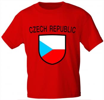 Kinder T-Shirt mit Print - Czech - Tschechien - 76172 - rot - Gr. 134/146