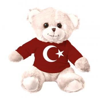 Teddybär Weiß mit rotem Shirt - TÜRKEI - 27192 Gr. ca. 26cm