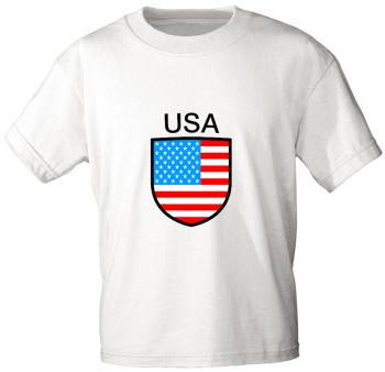 Kinder T-Shirt mit Print - USA - 76180 - weiß - Gr. 86-164