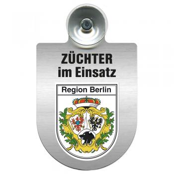 Einsatzschild Windschutzscheibe incl. Saugnapf - Züchter im Einsatz - 309384 Region Berlin
