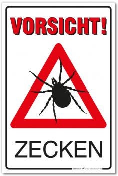 PST-Schild - VORSICHT ZECKEN - 308579/20 - Gr. ca. 30 x 20 cm - Kunststoffschild