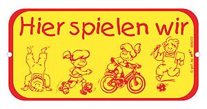 Hinweisschild - Hier spielen wir - 308277 - 14,6cm x 7,5cm - Kinder