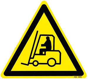 Warnschild - FLURFÖRDERFAHRZEUGE - 308806 - Schenkellänge 22cm - Kunststoffschild