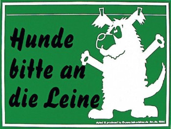 Hinweisschild Fun - Hunde bitte an die Leine - 309044 - ca. 20 x 15 cm - Tiere Hund